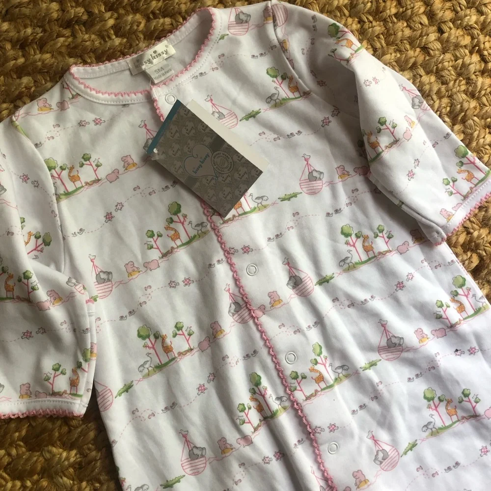 New w Tag: Kissy Kissy Noahs Print Convertible Gown. Size 0 to 6 months